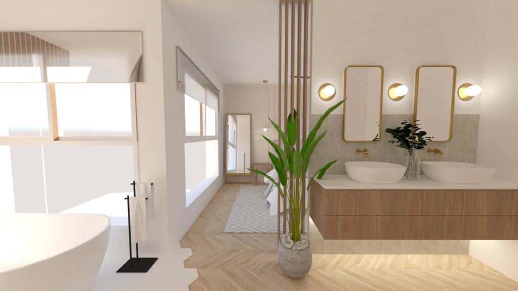 Render fotorrealista para proyecto de interiorismo de una vivienda en Barcelona