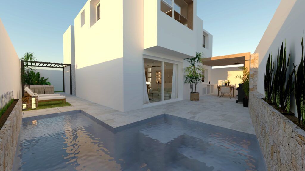 Render fotorrealista exterior - proyecto de interiorismo de una casa de autopromoción